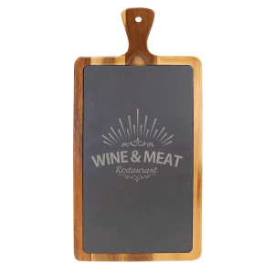 Acacia Wood and Slate Cutting Board - Laser Engraved Kitchen
