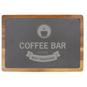 Acacia Wood and Slate Cutting Board - Laser Engraved Kitchen