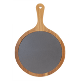 Round Acacia Wood-Slate Serving Board with Handle - Laser Engraved Kitchen
