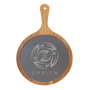 Round Acacia Wood-Slate Serving Board with Handle - Laser Engraved Kitchen