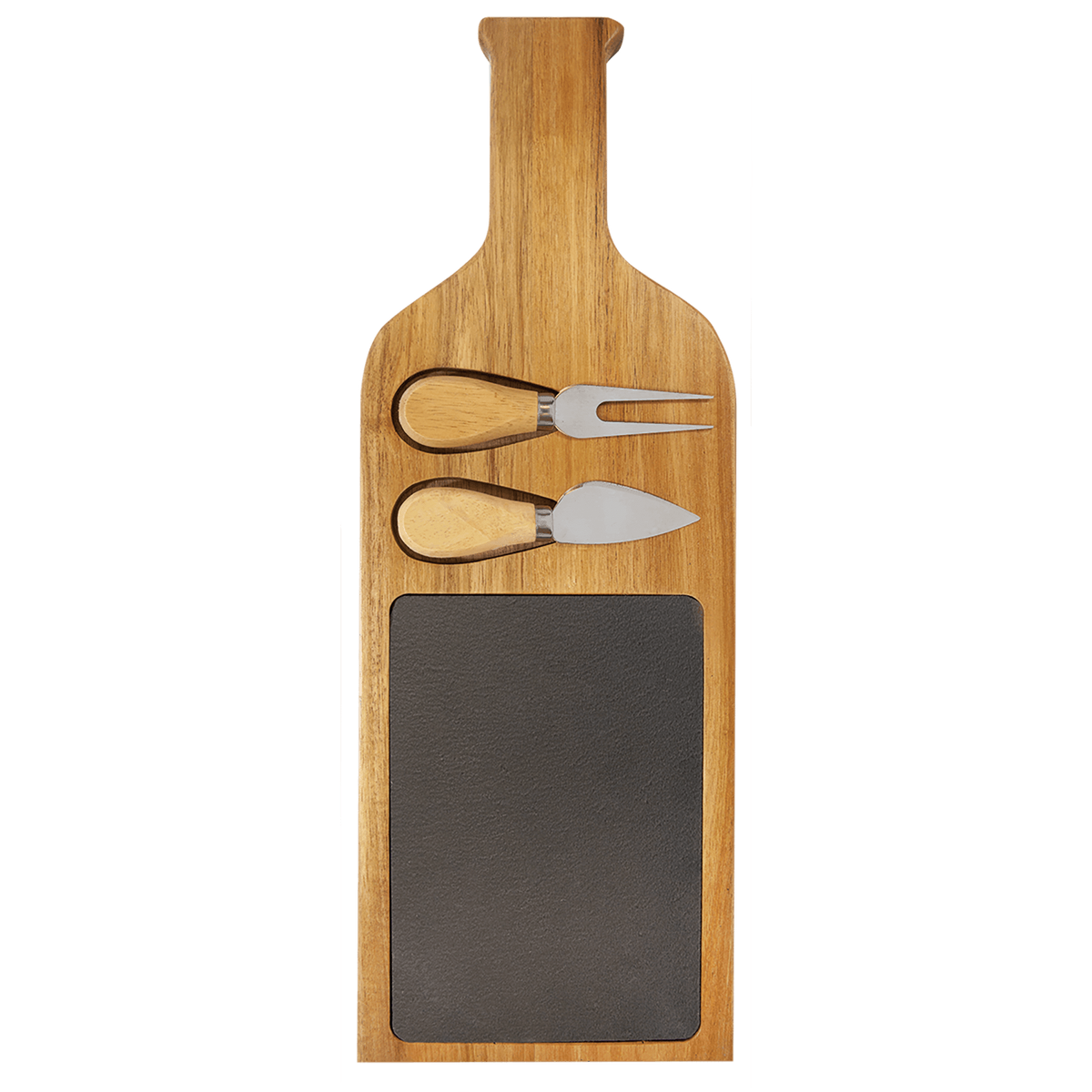 Acacia Wood-Slate Serving Board with Two Tools - Laser Engraved Kitchen