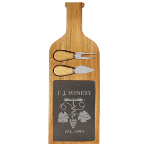 Acacia Wood-Slate Serving Board with Two Tools - Laser Engraved Kitchen