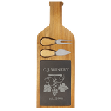 Acacia Wood-Slate Serving Board with Two Tools - Laser Engraved Kitchen