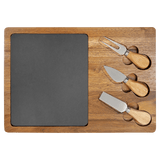 Acacia Wood-Slate Rectangle Cheese Set with Three Tools - Laser Engraved Kitchen