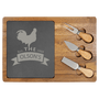 Acacia Wood-Slate Rectangle Cheese Set with Three Tools - Laser Engraved Kitchen