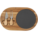 Acacia Wood-Slate Cheese Set with Two Tools - Laser Engraved Kitchen