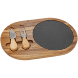 Acacia Wood-Slate Cheese Set with Two Tools - Laser Engraved Kitchen