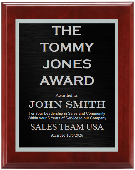 Value High Gloss Finish Plaque in 3 Colors - Custom Engraved Plaque