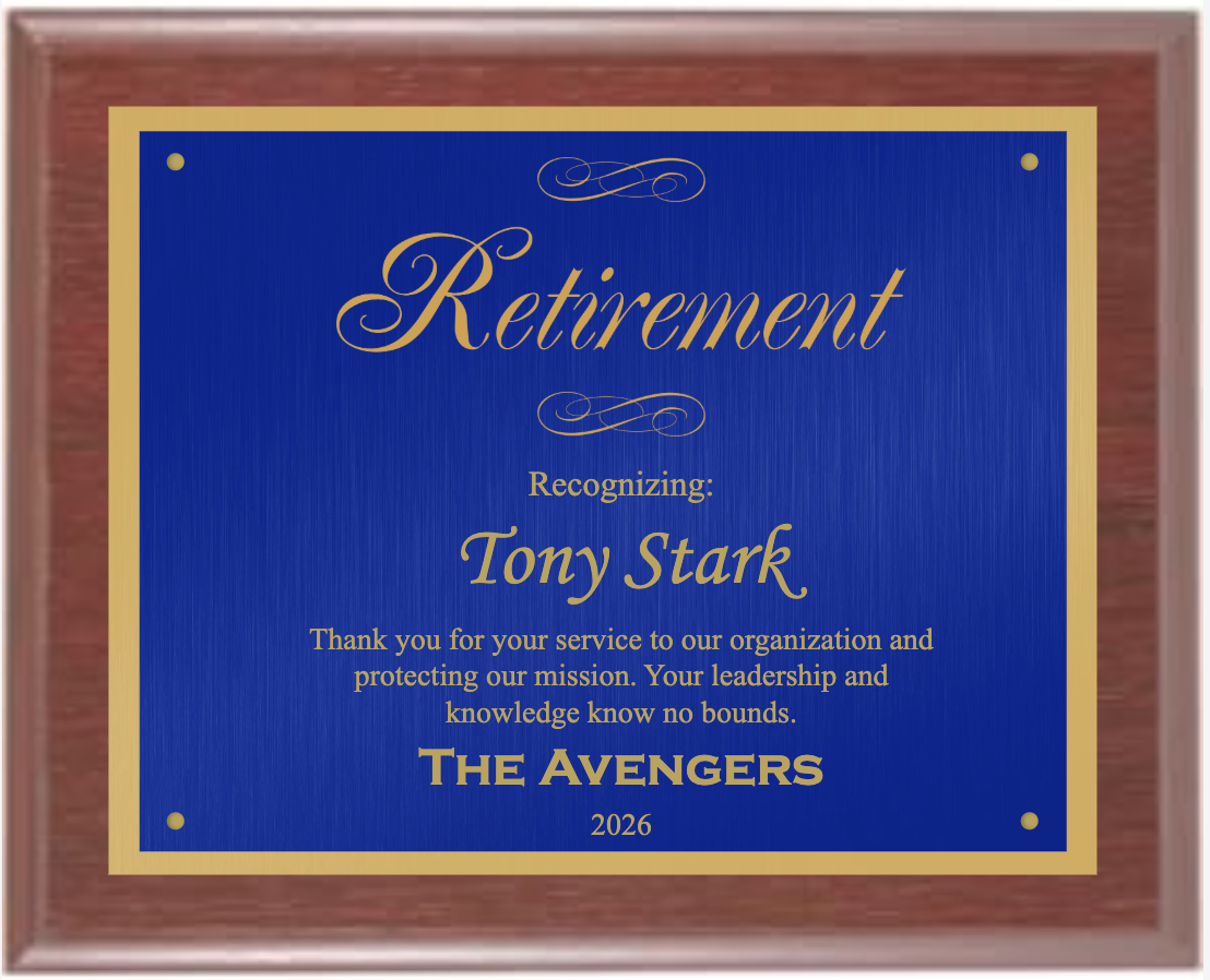 Mahogany Finish Plaque - Custom Engraved Plaque