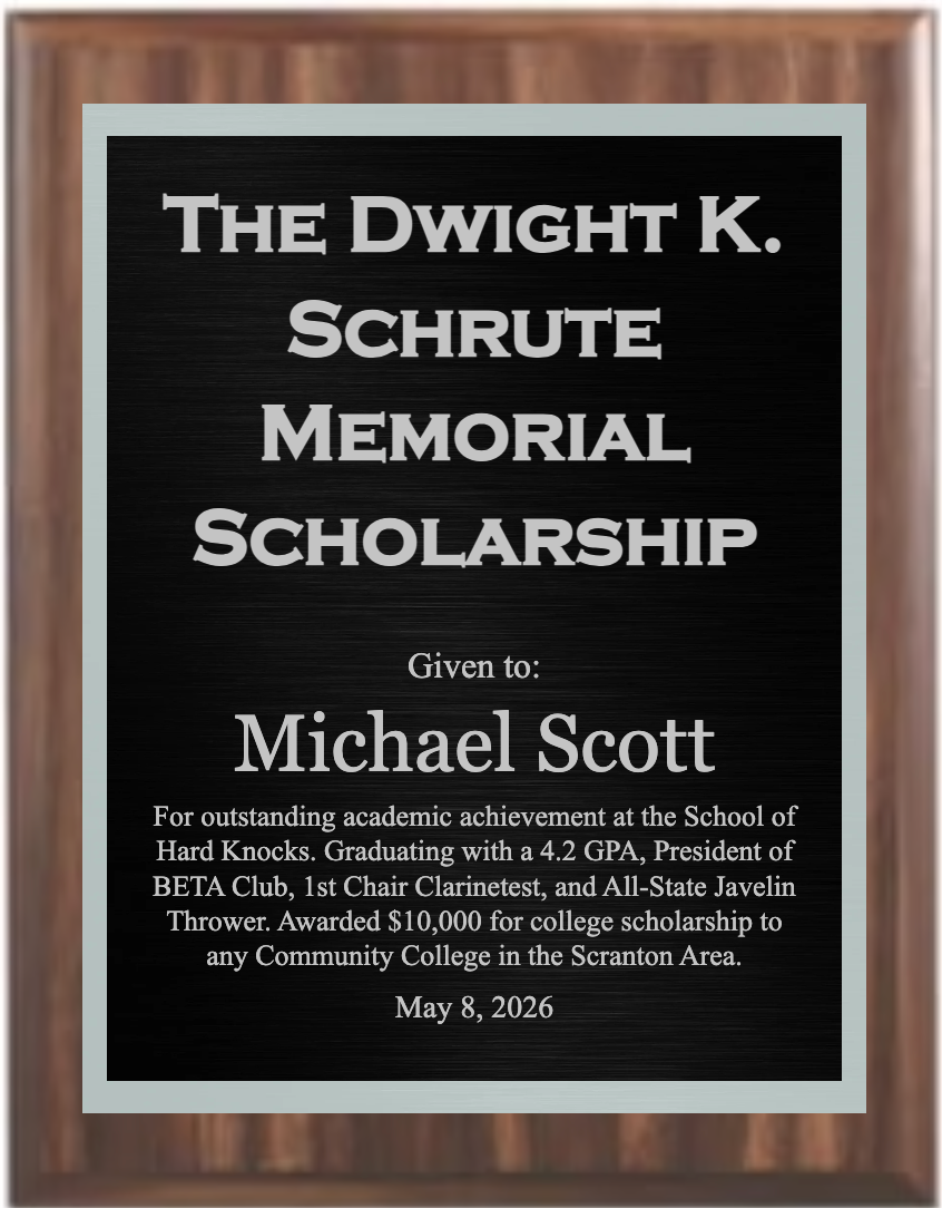 Walnut Finish Plaque with Cove Edge - Custom Engraved Plaque