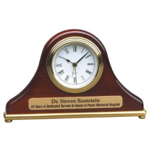 Rosewood Piano Finish Mantel Desk Clock - Laser Engraved Corporate Gift