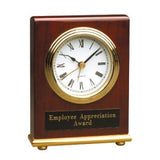 Rosewood Piano Finish Rectangle Desk Clock - Laser Engraved Corporate Gift