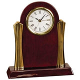 Rosewood Piano Finish Clock with Columns - Laser Engraved Corporate Gift