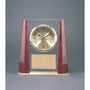 Glass Desk Clock with Rosewood Finish Bevel Columns - Laser Engraved Drinkware