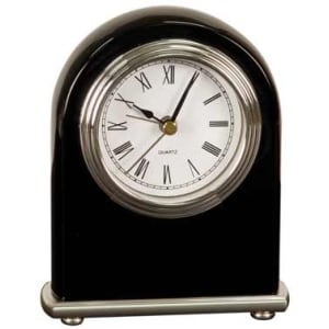 Piano Finish Arch Desk Clock - Laser Engraved Corporate Gift