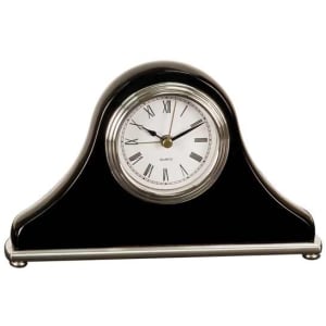 Piano Finish Mantel Desk Clock - Laser Engraved Corporate Gift