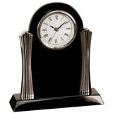 Piano Finish Clock with Columns - Laser Engraved Corporate Gift