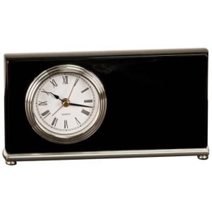 Piano Finish Horizontal Desk Clock - Laser Engraved Corporate Gift