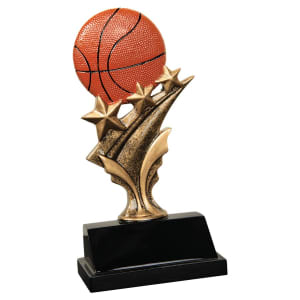 Basketball Tri Star Resin Trophy - Custom Engraved Award