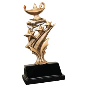 Lamp-Of-Knowledge Tri Star Resin Trophy - Custom Engraved Award