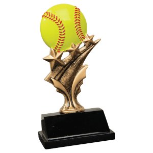 Softball Tri Star Resin Trophy - Custom Engraved Award