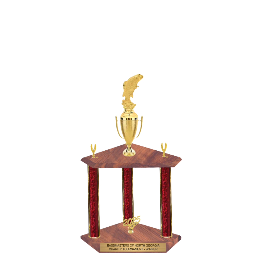 3-Post Trophy with Figure & Trim - Tournament Award - Custom Engraved Trophy