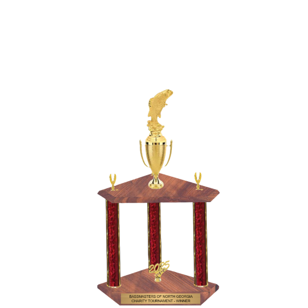 3-Post Trophy with Figure & Trim - Tournament Award - Custom Engraved Trophy