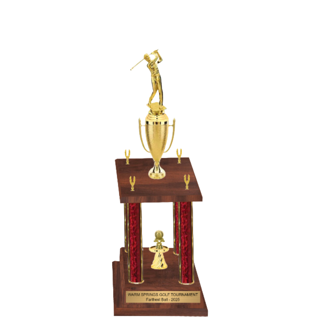 4-Post Trophy with Figure & Trim - Championship Award - Custom Engraved Trophy