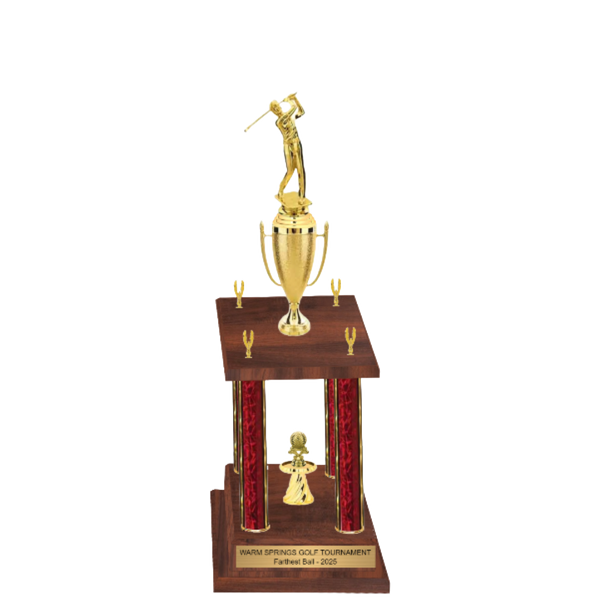 4-Post Trophy with Figure & Trim - Championship Award - Custom Engraved Trophy