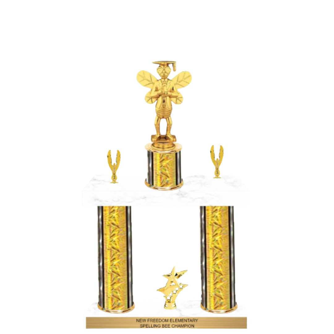 Double Column Trophy with Figure & Trim - Sports Award - Custom Engraved Trophy