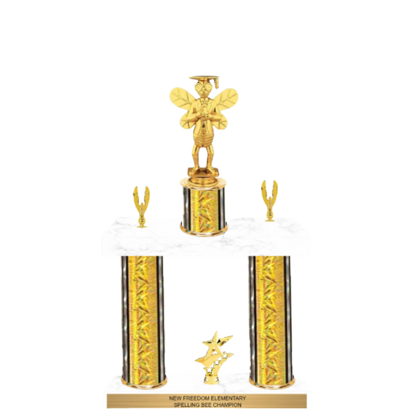 Double Column Trophy with Figure & Trim - Sports Award - Custom Engraved Trophy