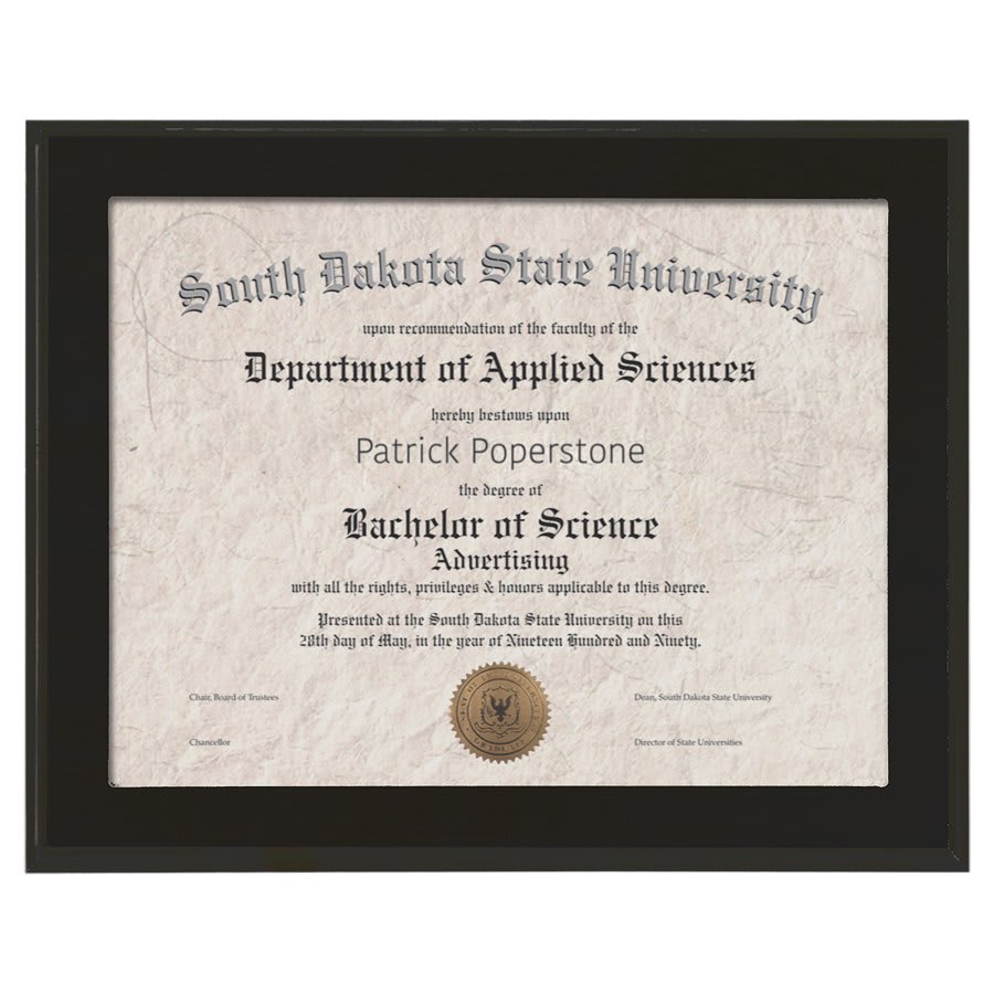 Black Matte Slide-In Frame Certificate Holder - LyteWork - 13x10.5