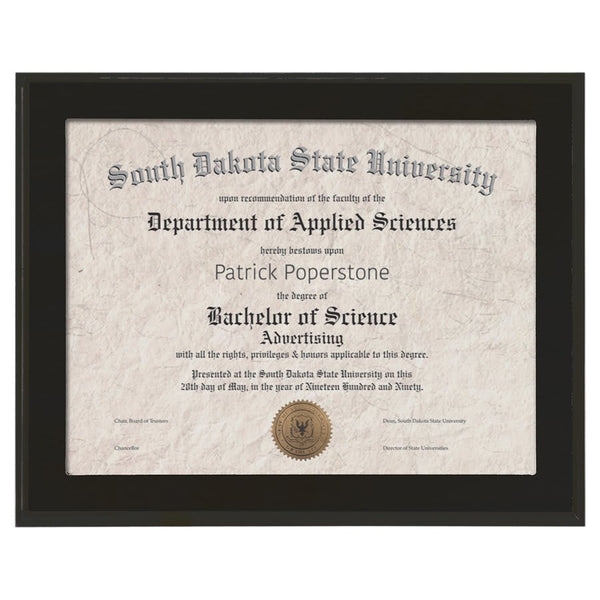 Black Matte Slide-In Frame Certificate Holder - LyteWork - 13x10.5