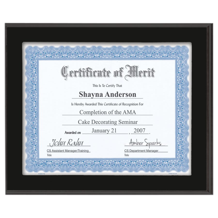 Black Matte Slide-In Frame Certificate Holder - LyteWork - 12x10