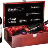 Rosewood Piano Finish Double Wine Presentation Box 6 Tools - Laser Engraved Drinkware