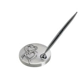 2-Tone Brushed-Shiny Finish Hearts Pen Stand - Engraved Wedding Gift