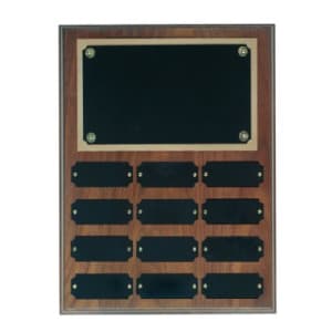 12 Genuine Walnut Completed Perpetual Plaque - Custom Engraved Plaque