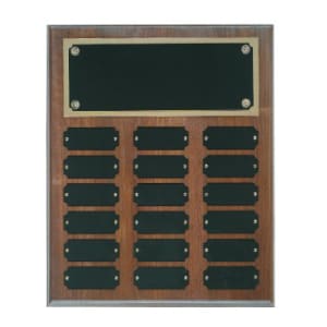 18 Genuine Walnut Completed Perpetual Plaque - Custom Engraved Plaque