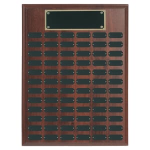 72 Genuine Walnut Completed Perpetual Plaque - Custom Engraved Plaque