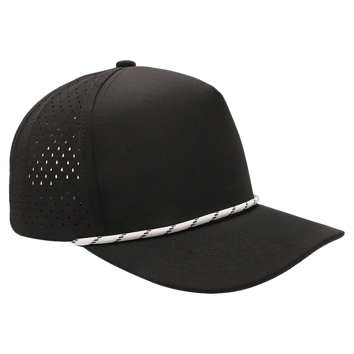 BrimCo Performance Rope Hat - All Black-White Rope