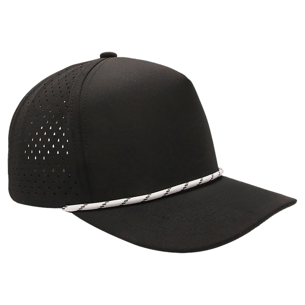 BrimCo Performance Rope Hat - All Black-White Rope