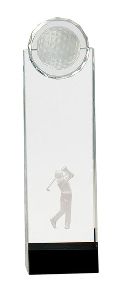 Crystal Standup With 3D Golfer - Custom Laser Engraved