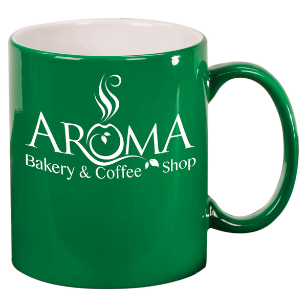 11 Oz Round Ceramic Mug - Laser Engraved Ceramic