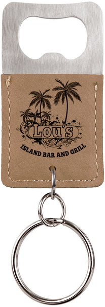 Rectangle Bottle Opener Keychain - Laser Engraved Drinkware