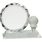 Round Facet Crystal Golf Ball Award - Custom Laser Engraved