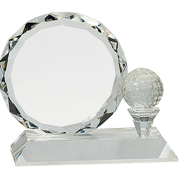 Round Facet Crystal Golf Ball Award - Custom Laser Engraved