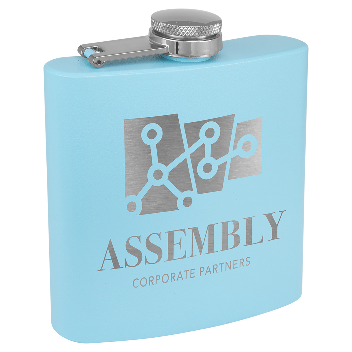 3 Oz Powder Coated Flask - Laser Engraved Drinkware