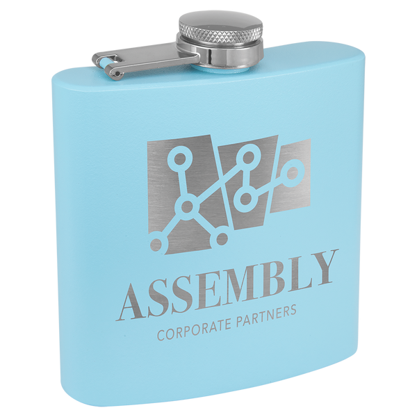 3 Oz Powder Coated Flask - Laser Engraved Drinkware