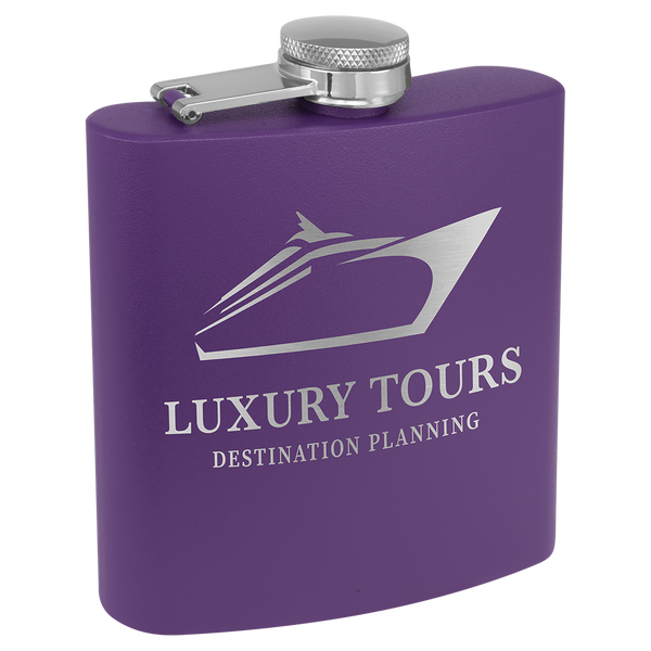 3 Oz Powder Coated Flask - Laser Engraved Drinkware
