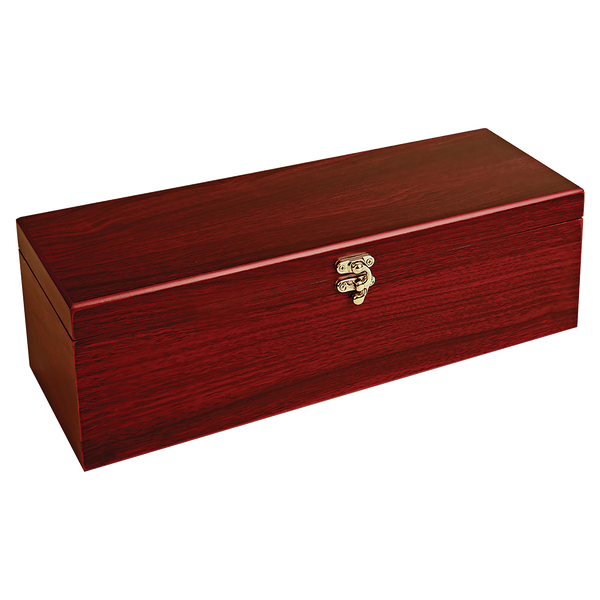 Rosewood Finish Single Wine Presentation Box 4 Tools And Lining - Laser Engraved Drinkware